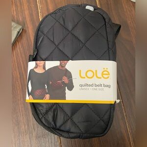 NWT New Lole Quilted Black Crossbody Everywhere Belt Bag Mini Nylon Logo Strap
